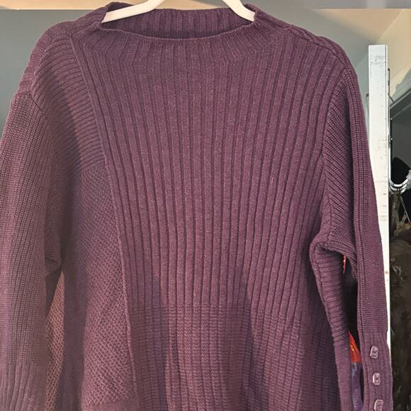 Habitat Purple Cotton Sweater Wmns L Textured Knit Pattern Long Sleeve Mock Neck - Picture 10 of 11